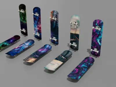 Skateboards Pack Low-poly 3D model