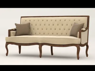 High Quality 3d model of classic sofa 18th Century French desig Low-poly 3D model
