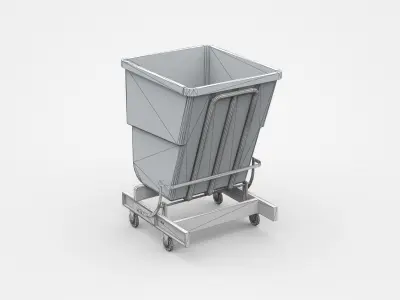 Industrial Forkliftable Self Dumping Tilt Cart Hopper 3D model
