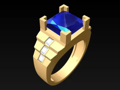 Square Stone Rings - N4184 Free 3D print model