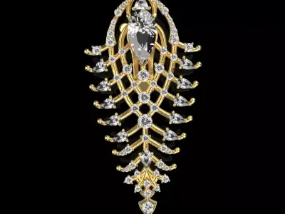 Emerald and diamond stud earrings 3D print model