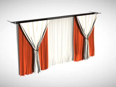 Curtain with orange and stripes Free 3D model