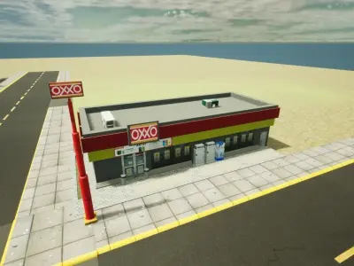 OXXO - Tienda de conveniencia Low-poly 3D model