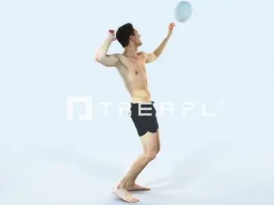 Virtue 04B Beach Serving Sports Man Low-poly 3D model