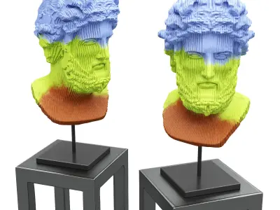 Greek bust stripes Low-poly 3D model