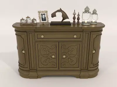 Classic European style Sideboard and Decoration 4 3D model