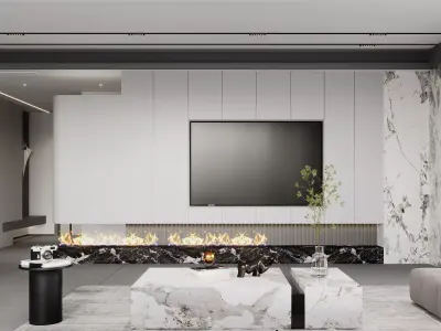 Modern living room dining room interior scenes 584 3D model