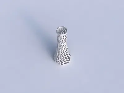 Vase twisted squeezed hexagon with bubble grid lattice 3D print model