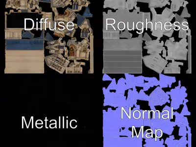 Gothic Cathedral Facade model pack Low-poly 3D model