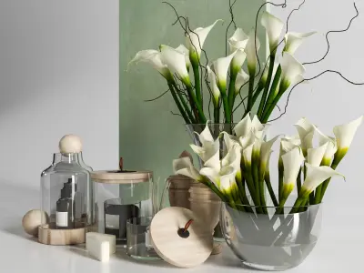 Calla Lily Decoration Set and Aromatherapy Accessories 3D model