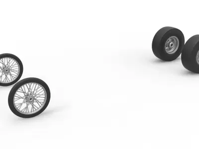 Wheel set of Vintage Front engine dragster Scale 1 to 25 3D print model