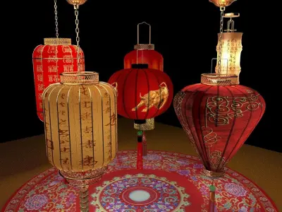 Chinese red lantern 3D model
