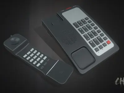 Modern Game-Ready Wireless Cordless Office or Hotel Telephone Low-poly 3D model