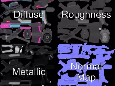 Neon Blaster model pack Low-poly 3D model