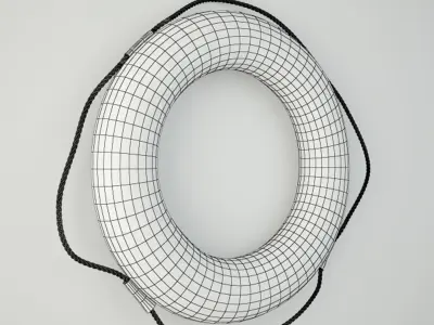 Vintage Nautical Navy Blue and White Life Preserver 3D model