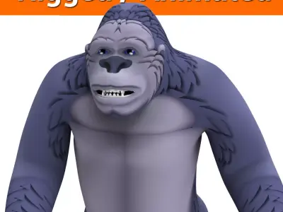 3D Cartoon Gorilla rigged and animated  Low-poly 3D model