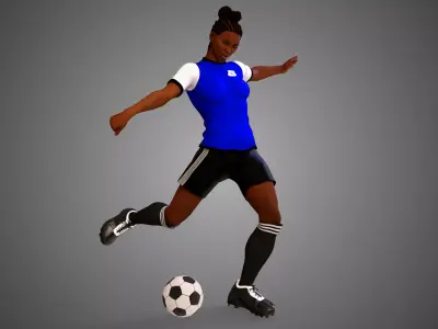 African Football Soccer Player Female 3D model