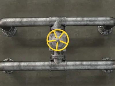 Sci-Fi Water Pump and Pipes 3D model