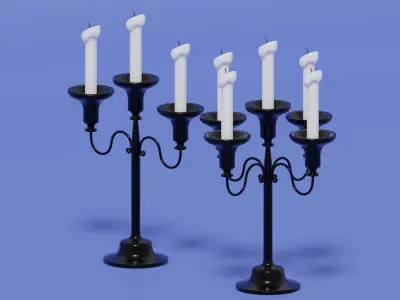 Vintage Candlestick With Candles 3D model