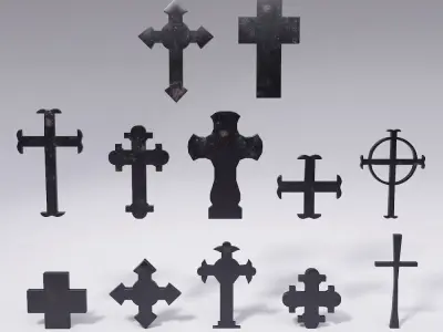 Cross symbols set 3d model  Low-poly 3D model