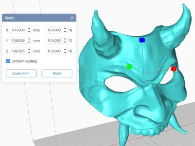Oni Mask 9 Demon Half Face 3D print model