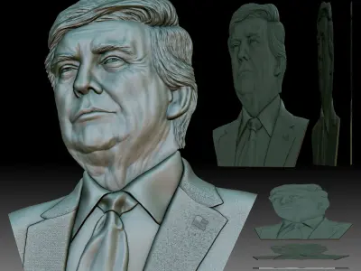 Donald Trump portrait coin medal bas-relief 3D print model