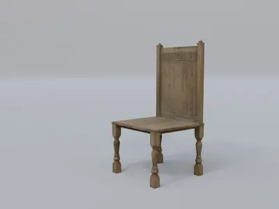 Chair wooden Low-poly 3D model
