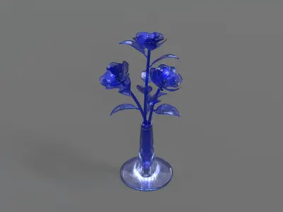 Glass Flower Showpiece Blue 3D model