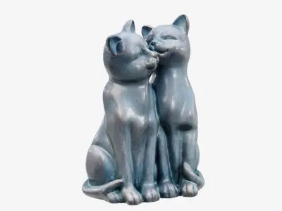 3Dscan Cats Cuddle Low-poly 3D model
