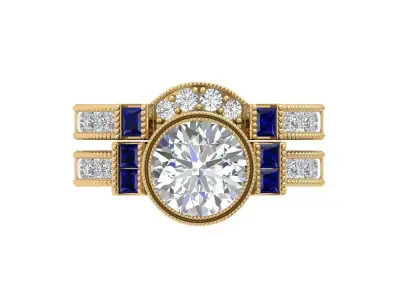 Solitair Ring Bridal Set 3D print model