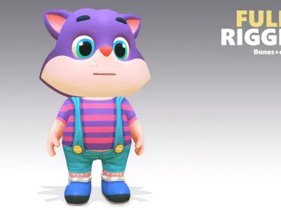 Cat Kitty Animated Rigged Low-poly 3D model