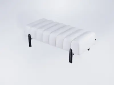 Low Poly Luxury Hallway Bench - Elegant Upholstered Seat 3D model