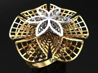  Mesh flower ring - Italian rings - Womens Rings - N5319 3D print model