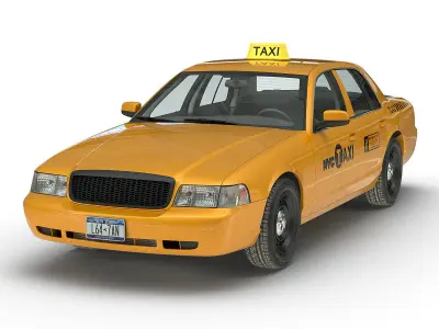 Generic Yellow Taxi Simple Interior 3D model