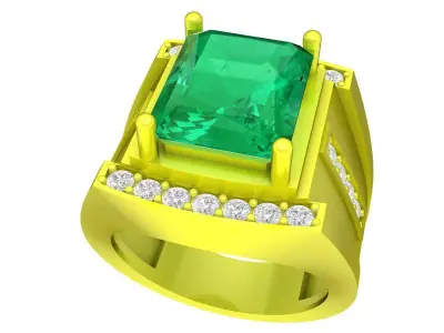 Luxury Square Cut Halo Stone Ring 3D Model  4981 3D print model