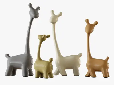 Figurines a family of deer 3D model