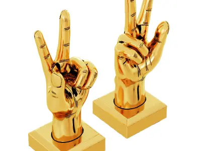 Statuette Hand Gesture Victory 3D model