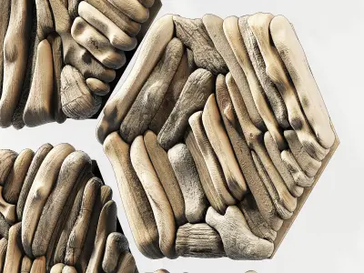 Hexagon panel branch splinter n5 3D model