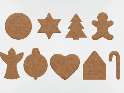 Gingerbread Christmas Cookie Set 1 3D model