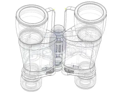 Binocular with lens plugs Low-poly 3D model