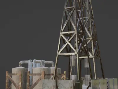 oil rig Low-poly 3D model