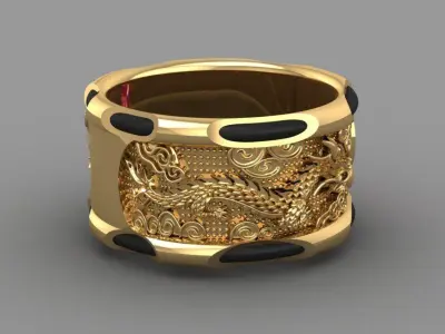 Luxury Dragon Men Gold Ring with Gemstone 2263 3D print model