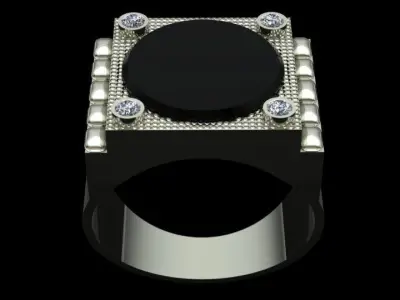 Luxury Diamond Onyx Men Ring 3D print model