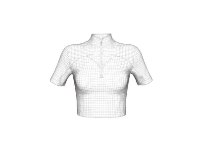 Women Sport Short Sleeve Zipper Wear 3D model