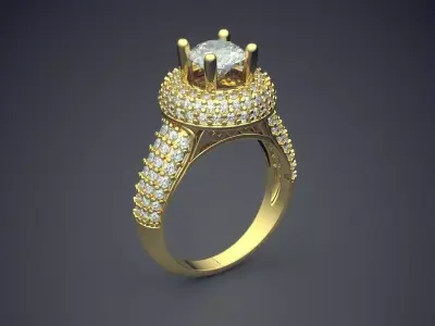 Luxury Big Ring With A Big Diamond On Top CAD 3010 3D print model