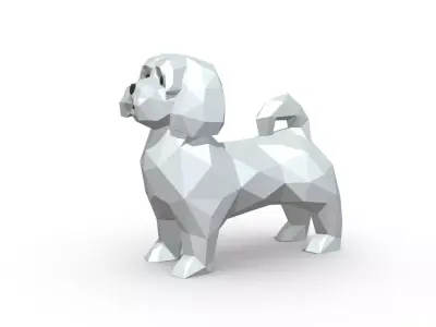 Maltese dog low poly 3D print model
