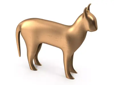 Cat PBR golden Low-poly 3D model