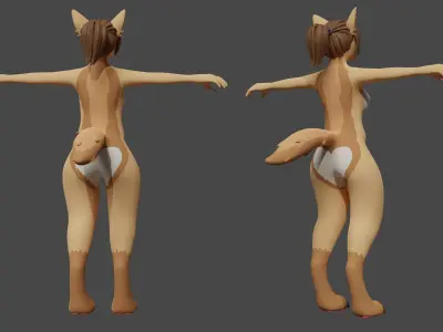 Furry Fox Rigged 3D model