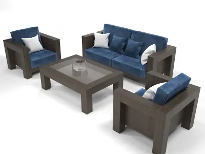 Modern Wooden Sofa 3D model