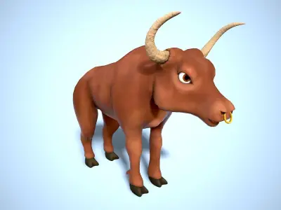 cartoon bull Low-poly 3D model